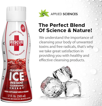 Rescue Detox ICE - Cranberry Flavor - 17oz | Works in 90 Minutes Up to 5 Hours