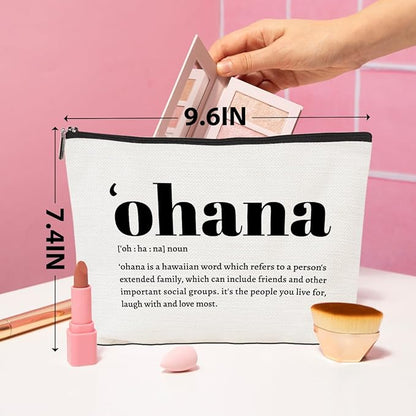 Ohana Definition Inspirational Makeup Bag Hawaii Cosmetic Bag Hawaiian Gifts Hawaiian souvenirs Thank You Gifts for Women Female Grandma Mom Sister Friend Wife Travel Toiletry Bag Christmas Birthday