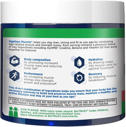 BioTrust Ageless Muscle Builder - Creatine HMB Powder with Vitamin D3 & Betaine - Build & Preserve Naturally Declining Muscle Mass & Strength - Fruit Punch, 60 Servings