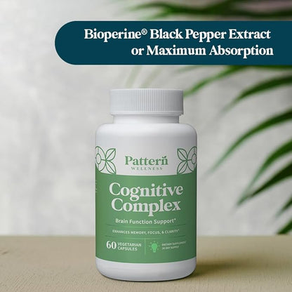 Pattern Wellness Cognitive Complex Supplement - Enhance Memory, Focus, and Clarity - Brain Health Support - 60 Vegetarian Capsules