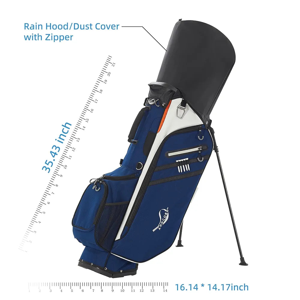 Golf Stand Bag 14 Way Top Dividers Full-Length with Stand, 7 Pockets, Lightweight Golf Bag for Men, Dual Strap, Rain Hood, Portable Golf Club Bag for Men Women