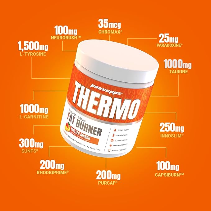 PROSUPPS Thermo Fat Burning Thermogenic Powder - Weight Management and Pre Workout - Energy, Mood, Appetite Control (Molten Mango)