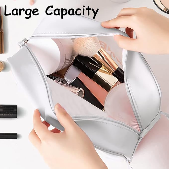 Travel Toiletry Bag for Women Men, Translucent Waterproof Travel Makeup Cosmetic Pouch Traveling Organizer for Toiletries, Cosmetic, Accessories (A-White)