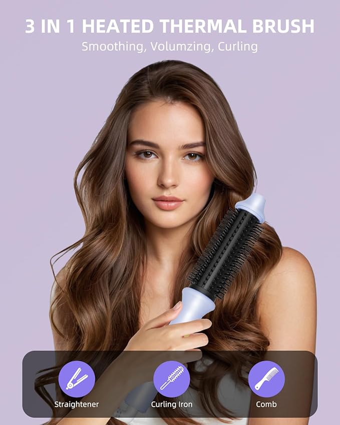 Thermal Brush, 1.26 Inch Curling Iron Brush with 10 Adjustable Heat Settings, Dual Voltage for Travel, Easy to Create Curling, Smooth Hair, Less Frizz