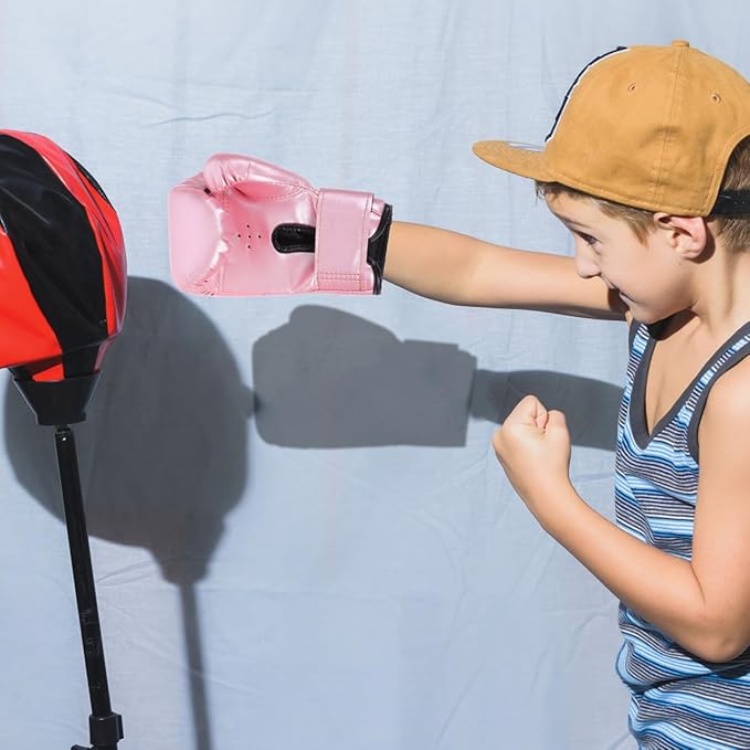 Garneck Kids Boxing Gloves Training Gloves Training Mitts Junior Punch PU Leather Sponge Filled for Toddler and Youth Red