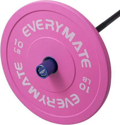 Pink Weight Plates 10LB 15LB 25LB 35LB 45LB Olympic Bumper Plates Grip Weight Plates for Strength Training & Crossfit Steel Inserts Weight Plates Fit 2" Barbells Virgin Rubber Weights