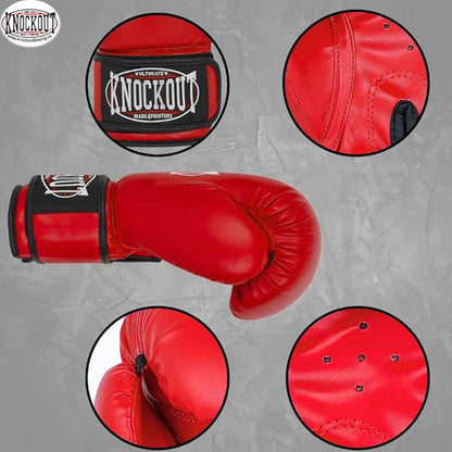Knockout Gel Boxing Gloves for Men Women - Pro Training Sparring, Maya Hide Leather Muay Thai MMA Kickboxing, Adults-Kids Heavy Bag Workout Gloves for Boxing -Ultra-Wide Wrist Support 10 oz - 16 oz
