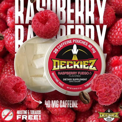 Caffeine Pouches, 5 Cans (100 Pouches), Pre Workout Pouches, Coffee Pouches & Energy Drink Alternative, 40mg Caffeine per Pouch, Sugar Free Caffeine Supplement, Raspberry Fuego Flavor