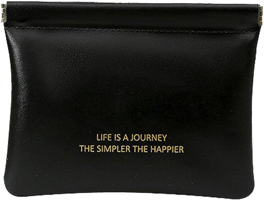Small Makeup Bag for Purse, Mini Self-closing Cosmetic Bags for Women, Coin Purse Multifunctional Travel Makeup Pouch Organizer for Lipsticks Cosmetic Accessories Jewelry Headphones, Black