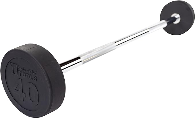 Body-Solid Rubber Coated Fixed Weights Straight Barbells- Weighted
