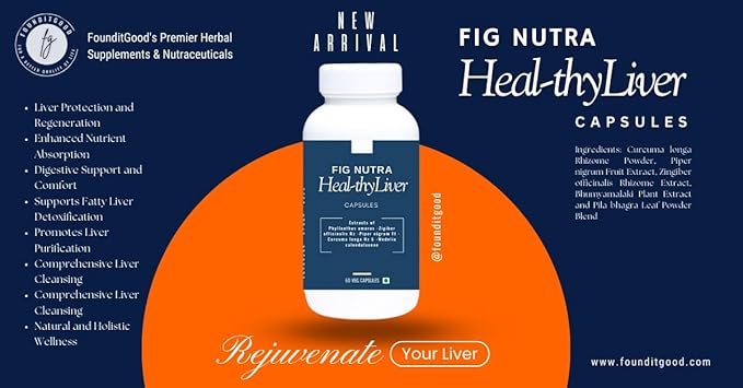 FiG Nutra's Heal~thyLiver – Advanced Liver Detox & Digestive Health Supplement | Curcuma, Piper Nigrum, Zingiber, Bhumyamalaki, Pila Bhangra | Supports Fatty Liver Detox, Promotes Liver Vitality