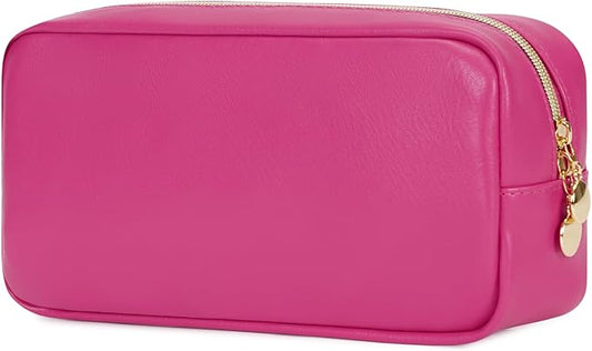 Wandering Nature Makeup Bag for Purse Cosmetic Bags for Women Make Up Organizer Travel Pouch Pencil Case with Slip-in Pockets Vegan Leather(patent pending)