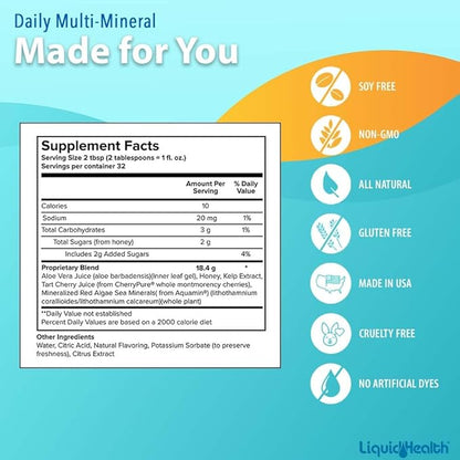 LIQUIDHEALTH Daily Multi Mineral Liquid Supplement with Fulvic Acid, Plant Based Ionic Aquamin Sea Trace Ocean Minerals - Immune Support, Energy, Gut Health, Detox - Vegetarian, Sugar-Free (3 Pack)