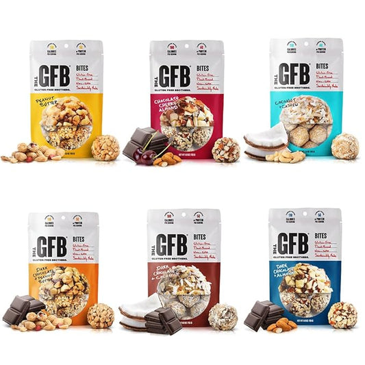 The Gluten Free Brothers Gluten Free Protein Bites Variety Pack – Non GMO, Soy Free, Vegan – Snack Size Plant Based Protein Energy Balls, 4 Oz (6 Count)