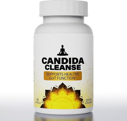 Candida Cleanse - Gut & Colon Support,Advanced Probiotic & Herbal Formula for Intestinal Detox,Anti Yeast Overgrowth - Oregano Leaf, Wormwood, Black Walnut, Caprylic Acid（60 Capsules） A1