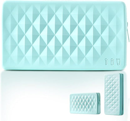 Silicone Makeup Brush Storage Bag,Travel Cosmetic Bag for Women,Zipper Cosmetic Bag,Organize The Beauty Tools For Easy Storage,The appearance of a diamond-shaped pattern. (Blue)