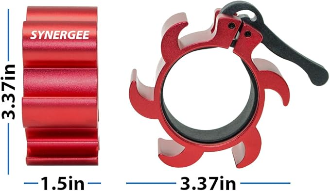 Synergee Rogue Red Aluminium Barbell Collars – Locking 2" Olympic