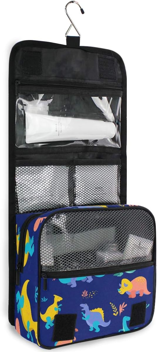 senya Hanging Travel Toiletry Bag Kit Boys Makeup Case Cosmetics Organizer for Men Women (Dinosaurs Collection)
