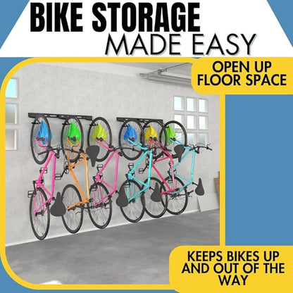 Koova Wall Mount Bike Rack | Steel Bike Mount | Adjustable Hangers | Easy Mount | USA Made