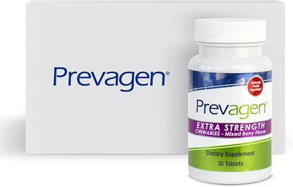 Prevagen Extra Strength 20mg, 30 Chewables|Mixed Berry-1 Pack|with Apoaequorin & Vitamin D with Attractive and Stackable Prevagen Storage Box