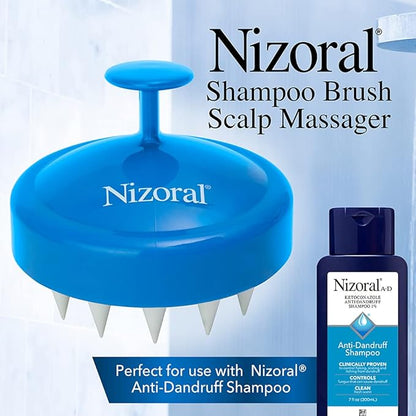 Nizoral Hair Shampoo Brush with Soft Silicone Scalp Massager Brush Head, for All Hair Types, Deep Cleanses Scalp and Removes Dead Flaky Skin and Residue