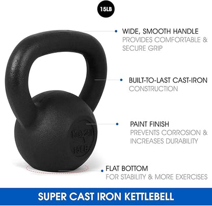 Yes4All Kettlebell Adjustable/Cast Iron/Protective Base Solid Smooth