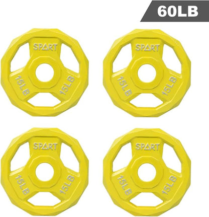 SPART Color Coded Weight Plate 2-Inch Cast Iron 2.5/5/10/15/25/35/45LB, Single/Pair/Set