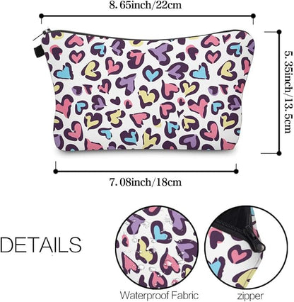 Cute Travel Makeup Bag Cosmetic Bag Small Pouch Gift for Women (Heart)