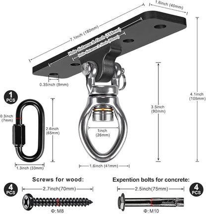 Kipika Heavy Bag Hanger - Heavy Duty Punching Bag Mount Steel Hanger Bracket, Ceiling Wall Mount Wood Beam Hook Holder for Boxing, Kickboxing, and Home Gym Fitness Equipment