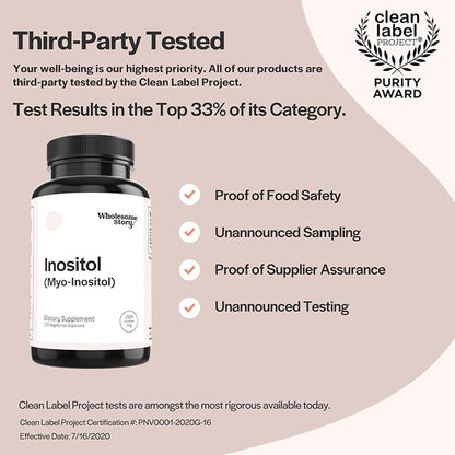 Inositol Supplement | Myo-Inositol Supplement | Inositol Powder Capsules | Myoinositol | Inositol 2000mg | Male and Female Fertility Supplement | Vitamin B8 | 120 Inositol Supplement Caps