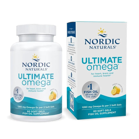 Nordic Naturals Ultimate Omega, Lemon Flavor - 60 Soft Gels - 1280 mg Omega-3 - High-Potency Fish Oil Supplement with EPA & DHA - Promotes Brain & Heart Health - Non-GMO - 30 Servings
