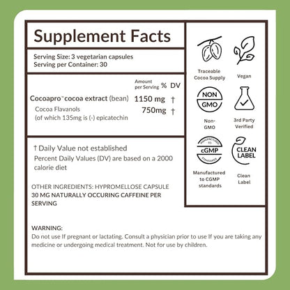 CocoaVia Memory+ Brain Supplement, 90 Day, 750 mg Cocoa Flavanols, Memory & Brain Booster, Vegan, Plant Based, Gluten Free, 270 Capsules