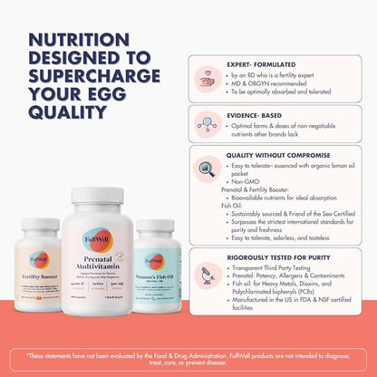 Fertility Trio | Prenatal Vitamin Lemon + DHA & Fertility Booster | Choline, Folate, Omega 3, Ashwagandha, 26+ Vital Nutrients | Dietitian-formulated, Non-GMO, 3rd Party Tested, 30 Servings