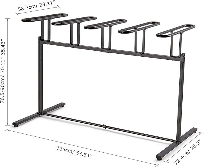 CXWXC 3/5 Bikes Stand Rack - Bike Storage Parking Racks Indoor/Outdoor - Bicycle Stand Garage for Parking Mountain Road Hybrid Bike, Fits Wheels up to 2.4" (For 5 Bikes)