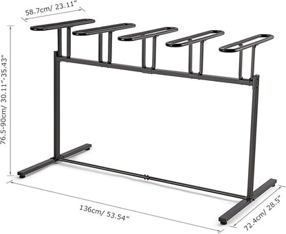 CXWXC 3/5 Bikes Stand Rack - Bike Storage Parking Racks Indoor/Outdoor - Bicycle Stand Garage for Parking Mountain Road Hybrid Bike, Fits Wheels up to 2.4" (For 5 Bikes)