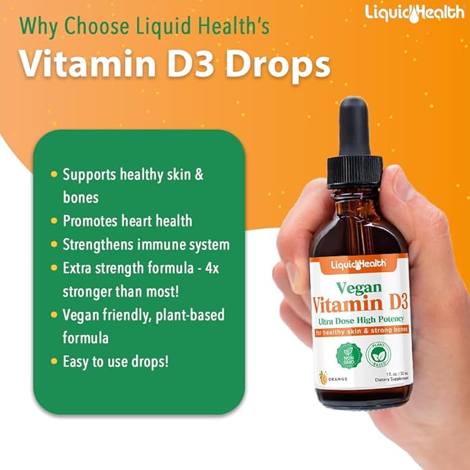 LIQUIDHEALTH Vegan Daily Essentials Vitamin Starter Kit with Organic Methyl B12 Drops, Vegan Liquid Collagen + Biotin, Vegan Liquid Iron, Vegan Vitamin D3 Drops - 100% Plant-Based Vitamin Supplements