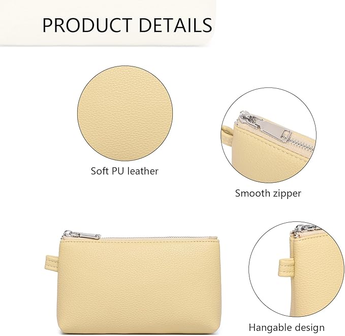 PU Leather Makeup Simple and Convenient Handbag Small Exquisite Storage Bag (Pu/Almond Yellow)