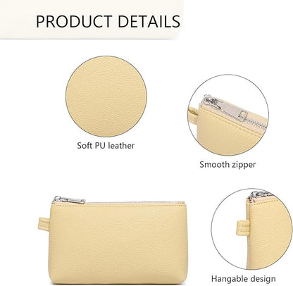 PU Leather Makeup Simple and Convenient Handbag Small Exquisite Storage Bag (Pu/Almond Yellow)