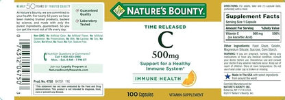 Nature's Bounty Pure Vitamin C 500 mg - 100 Tablets, Pack of 5