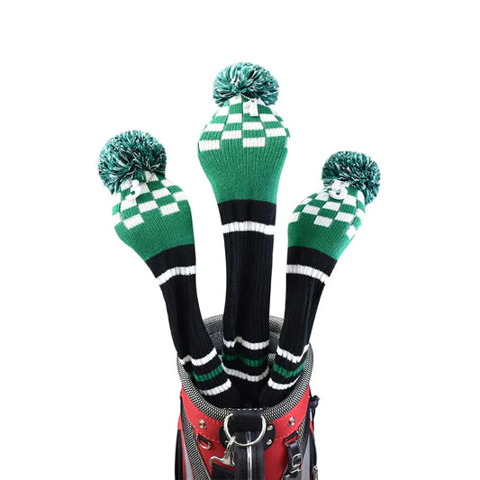 Stripes Knitted Golf Club Head Covers 3 Piece Set 1 3 5 Driver and Fairway HeadCovers Fits 460cc Drivers