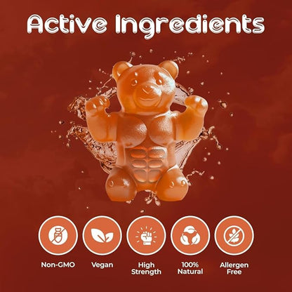Creatine Monohydrate Gummies for Men & Women | 5000mg of Creatine Gummies per Serving | Sugar Free Gummies, Gluten Free & Halal | Pack of 90 Pre Workout Gummies for Muscle Recovery | Peach Flavor