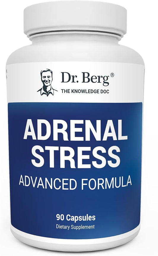 Dr. Berg’s Adrenal Stress Advanced Formula - Adrenal Support Supplements for Stress, Mood and Energy Support - Adrenal Supplements - Cortisol Manager with Ashwagandha - 90 Capsules