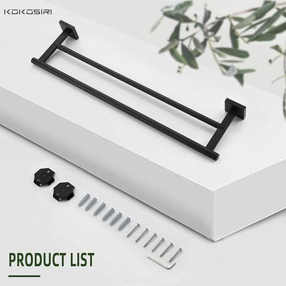 KOKOSIRI Towel Rails Bathroom Double Towel Bars Matte 20 Inch B5005BK-L20