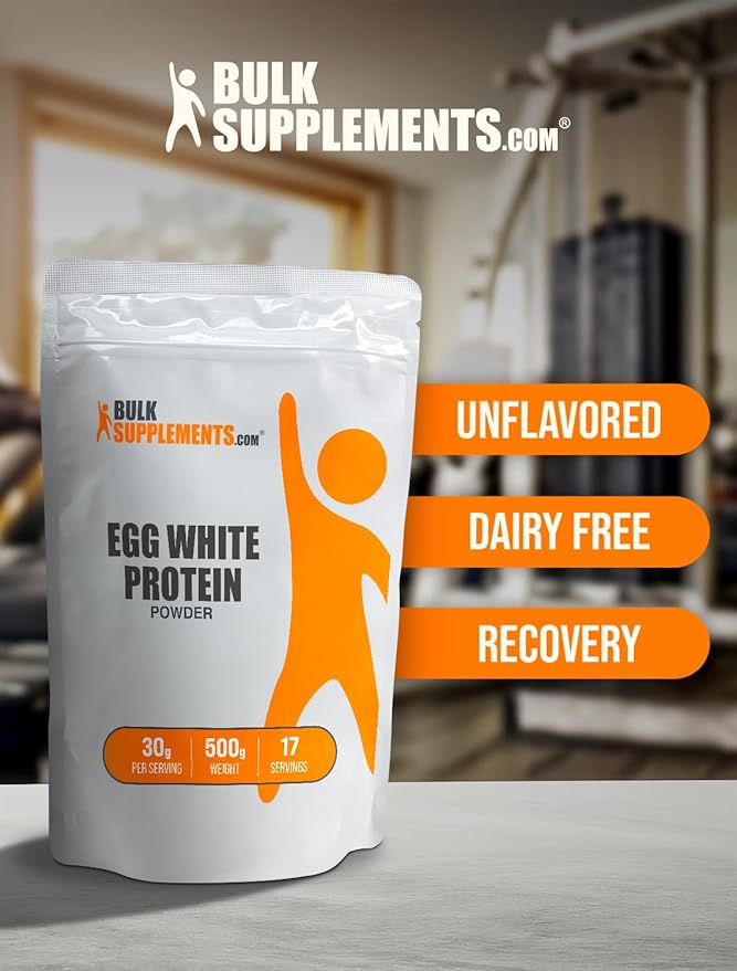 BulkSupplements.com Egg White Protein Powder - Egg White Powder, Lactose Free & Dairy Free Protein Powder - Unflavored & Gluten Free, 30g per Serving, 500g (1.1 lbs) (Pack of 1)