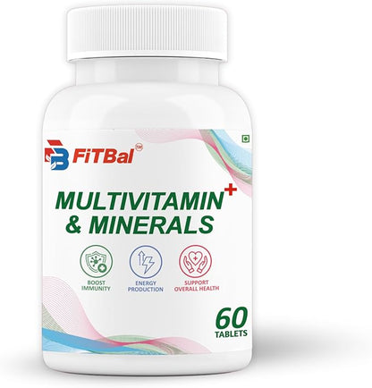 Multivitamin + Minerals - Improve Immunity,Support Energy Production & Overall Health - 60 Tablets