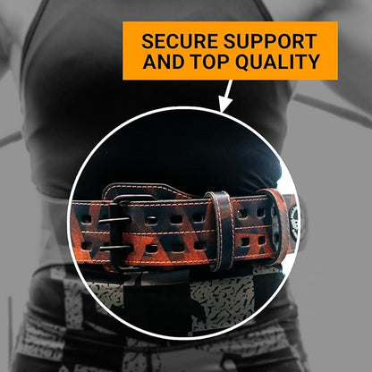 WARM BODY COLD MIND Leather Weight Lifting Belt 4" Adjustable