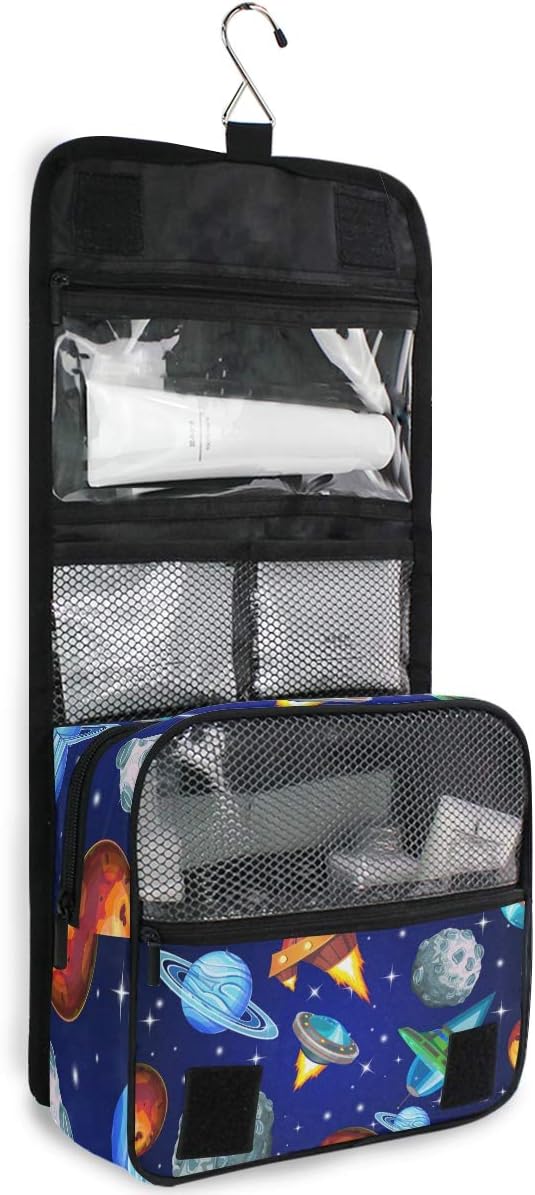 senya Hanging Travel Toiletry Bag Kit Boys Makeup Case Cosmetics Organizer for Men Women (Universe Galaxy Planet Nebula)