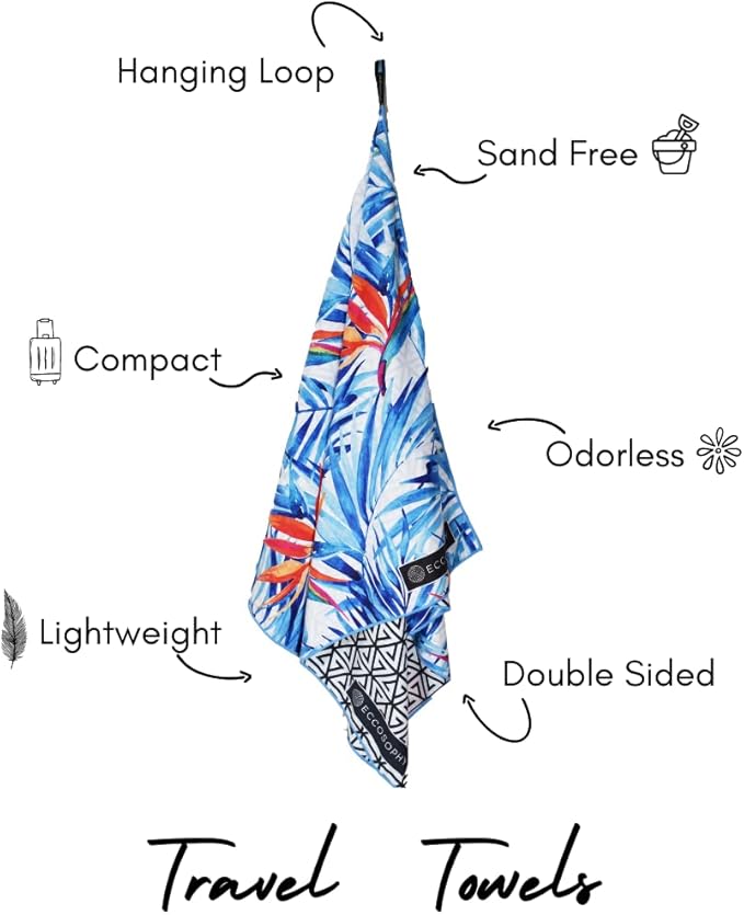 ECCOSOPHY Microfiber Beach Towel - Sand Free Towels 71x35 in