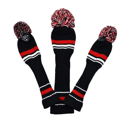 Stripes Knitted Golf Club Head Covers 3 Piece Set 1 3 5 Driver and Fairway HeadCovers Fits 460cc Drivers