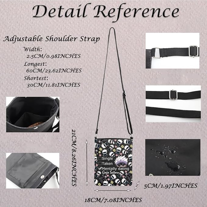 MNIGIU JJK Anime Inspired Gift SG Cosmetic Bag JJK Anime Lover Gift JJK Anime Themed Gift (TakenBlack)